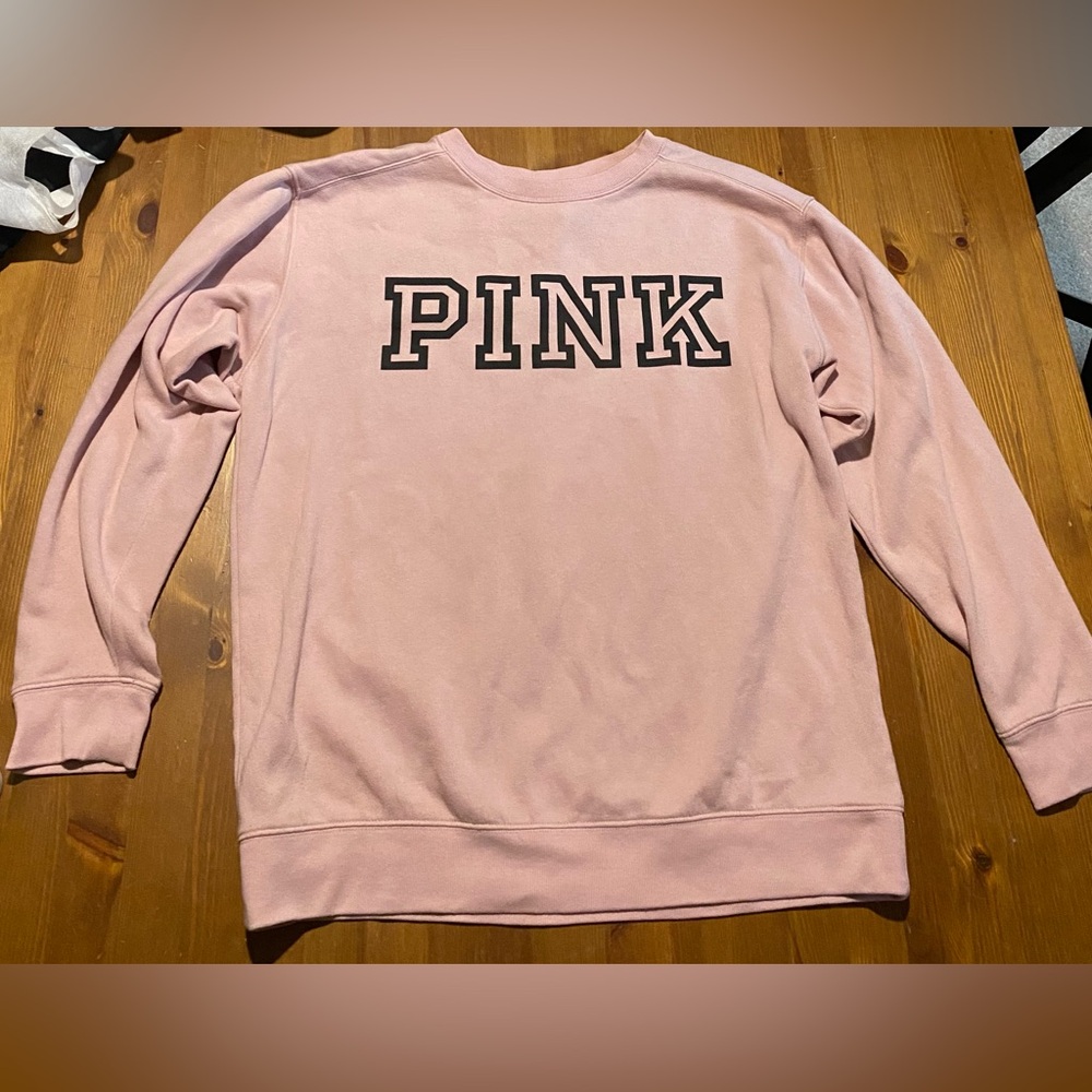 PINK Victoria's Secret Light Pink Crew Neck Sweatshirt - Picture 1 of 4